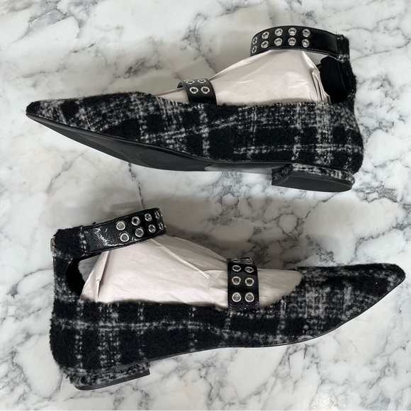 Marc Fisher Alen Flats Pointed Toe Black Gray Tweed - Picture 5 of 10